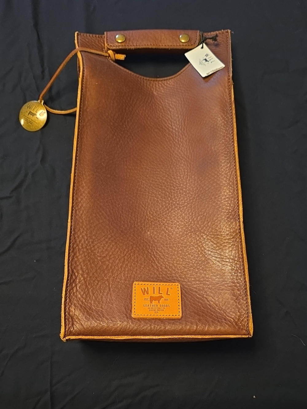 WILL Leather Goods Brown Leather Bottle Carrier